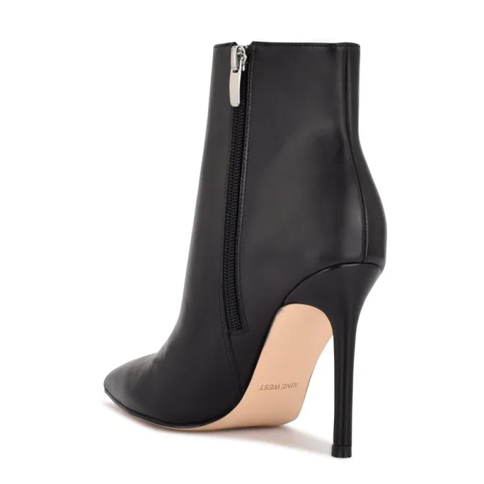 Farrah Dress Booties Black Leather Women Nine West Heels Farrah Dress Booties Black Leather Women Nine West Heels