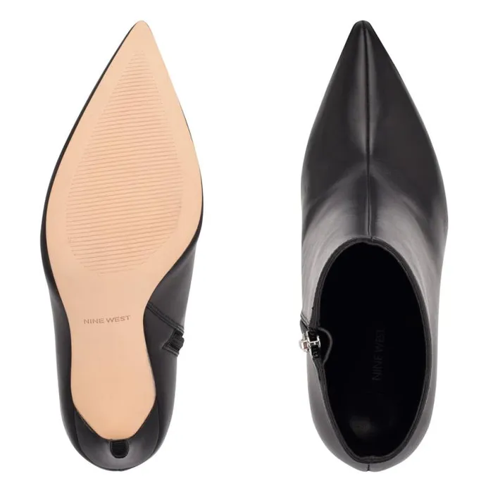 Farrah Dress Booties Black Leather Women Nine West Heels Farrah Dress Booties Black Leather Women Nine West Heels