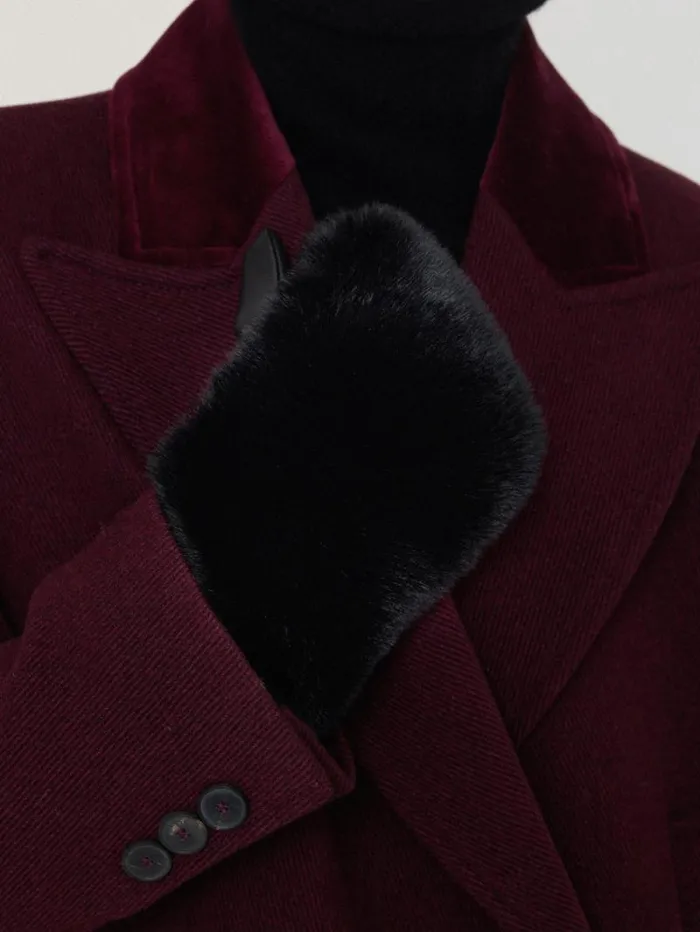 Faux Fur Leather Mitten Black Women Jigsaw Hats and Gloves