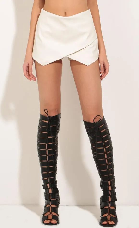 Faux Leather Skort Ivory Women LUCY IN THE SKY Skirts