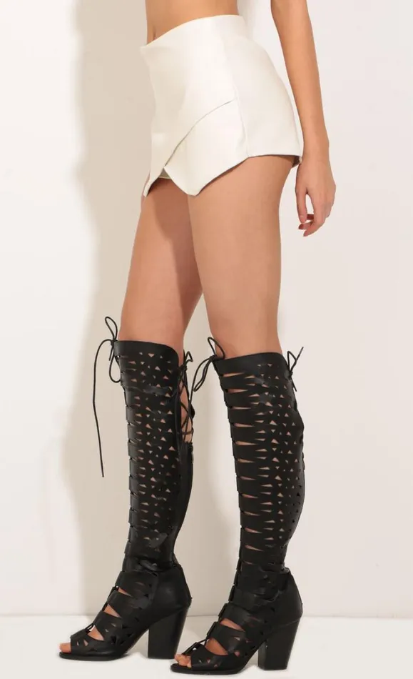 Faux Leather Skort Ivory Women LUCY IN THE SKY Skirts Faux Leather Skort Ivory Women LUCY IN THE SKY Skirts
