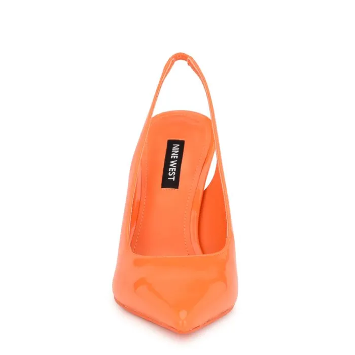 Feather Pointy Toe Slingback Pumps Orange Patent Women Nine West Heels Feather Pointy Toe Slingback Pumps Orange Patent Women Nine West Heels