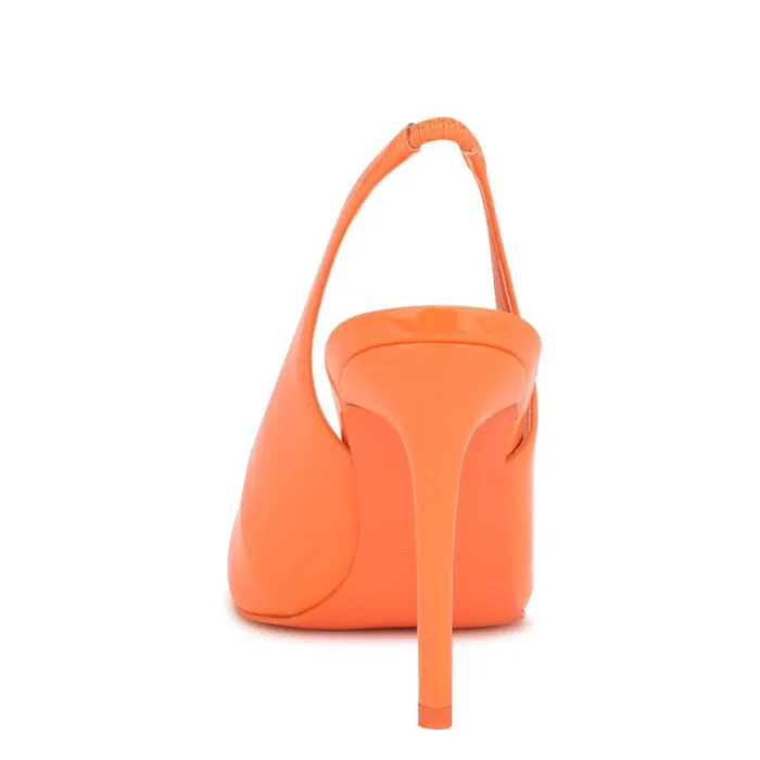 Feather Pointy Toe Slingback Pumps Orange Patent Women Nine West Heels Feather Pointy Toe Slingback Pumps Orange Patent Women Nine West Heels