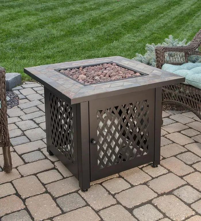 Fireplace and Hearth Dolan Outdoor Lp Gas Fire Pit With Slate Tile Top 30034 Plow and Hearth Fire Pits