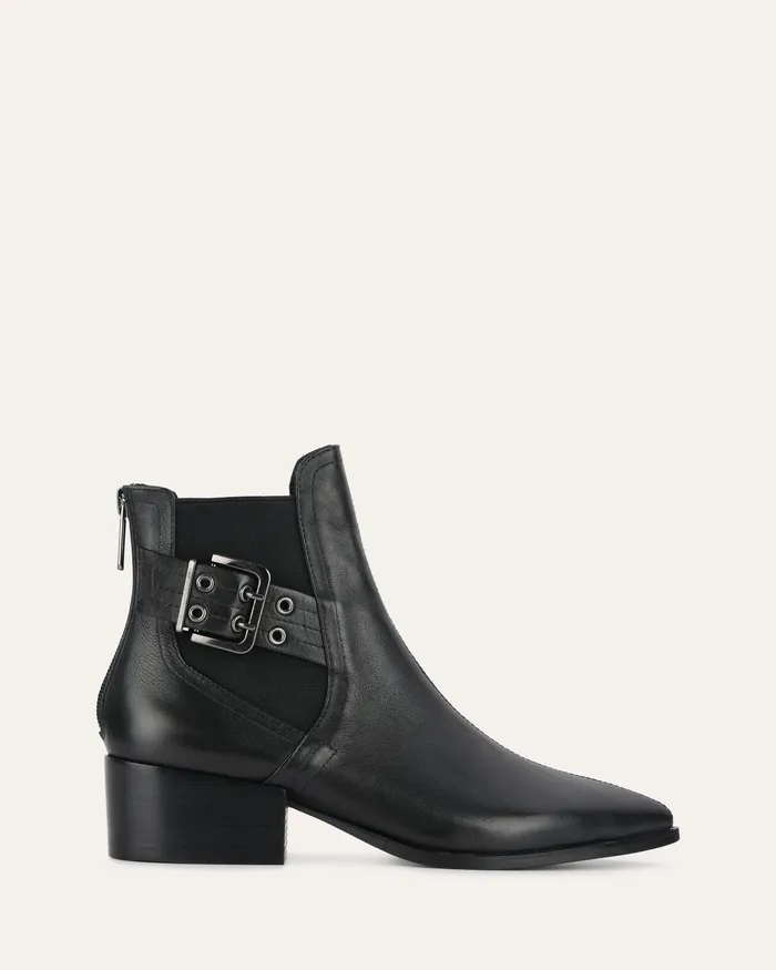 FLAT BOOTS Women jomercer River flat ankle boots black leather