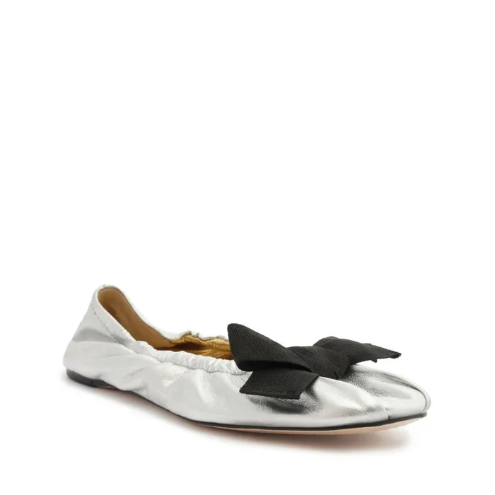 Flats Suzanne Leather Flat Silver Schutz Shoes Ballerinas