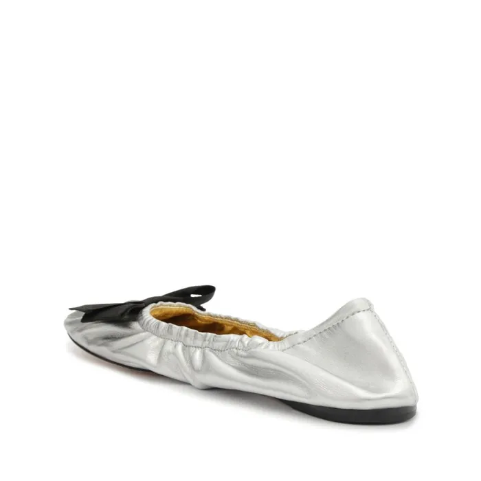 Flats Suzanne Leather Flat Silver Schutz Shoes Ballerinas