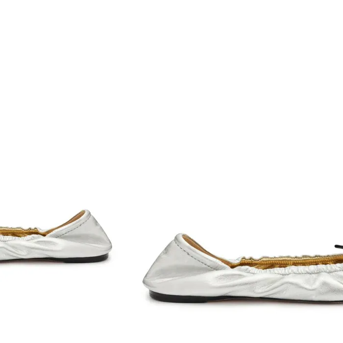 Flats Suzanne Leather Flat Silver Schutz Shoes Ballerinas