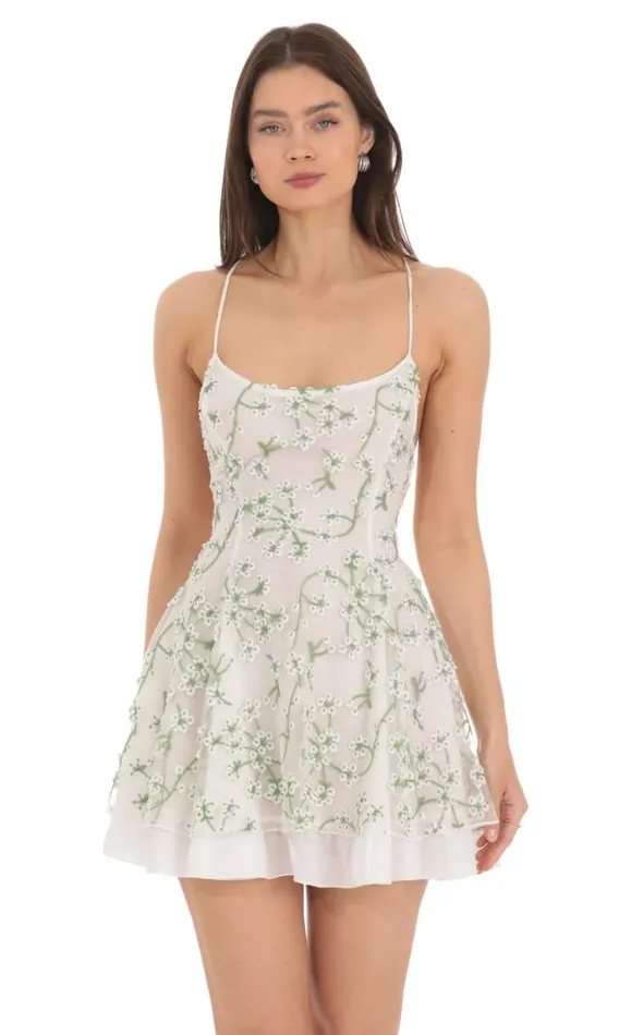 Floral Embroidered Dress White Women LUCY IN THE SKY Mini Dresses Floral Embroidered Dress White Women LUCY IN THE SKY Mini Dresses