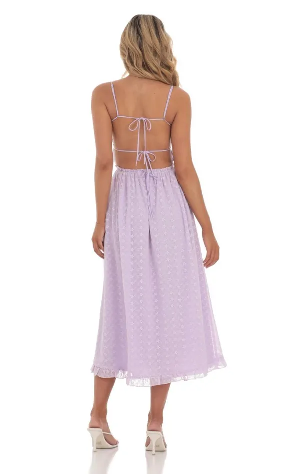 Floral Embroidered Open Back Midi Dress Lavender Women LUCY IN THE SKY Midi Dresses Floral Embroidered Open Back Midi Dress Lavender Women LUCY IN THE SKY Midi Dresses