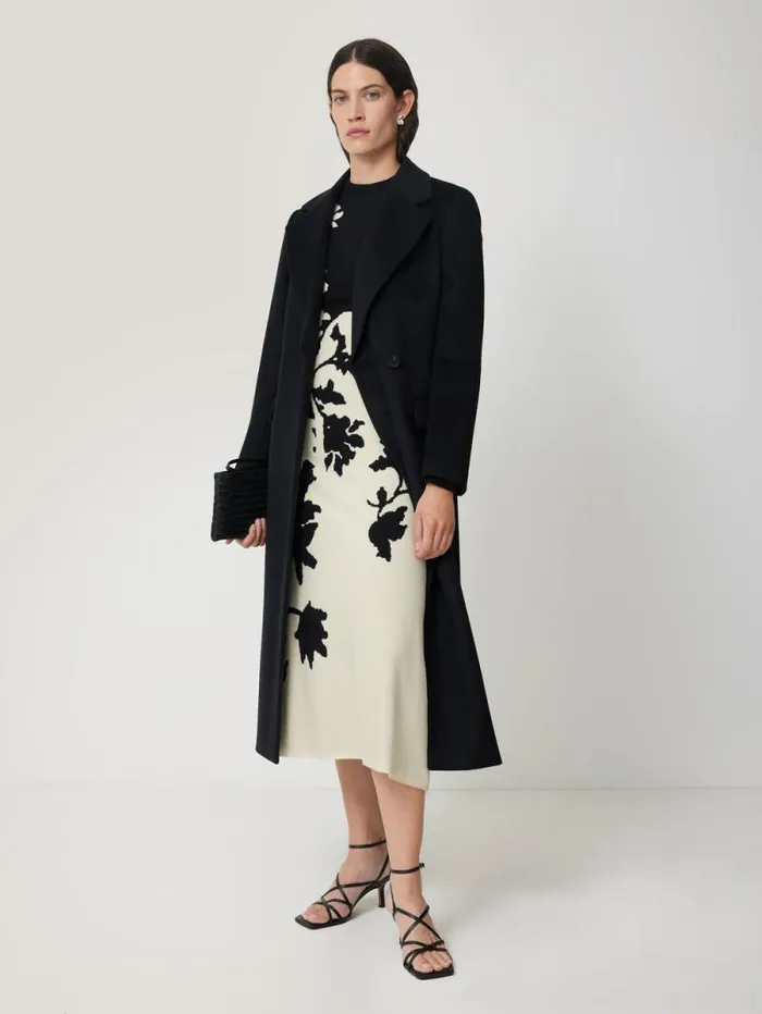 Floral Jacquard Knitted Dress Monochrome Women Jigsaw Knitwear and Cashmere