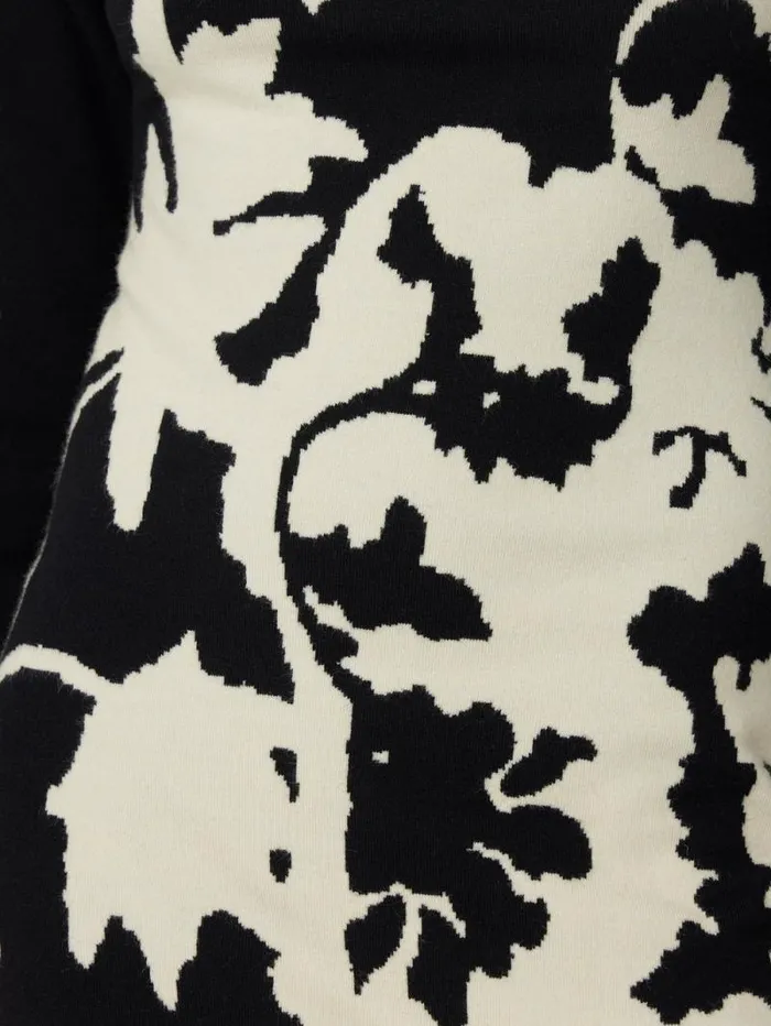 Floral Jacquard Knitted Dress Monochrome Women Jigsaw Knitwear and Cashmere