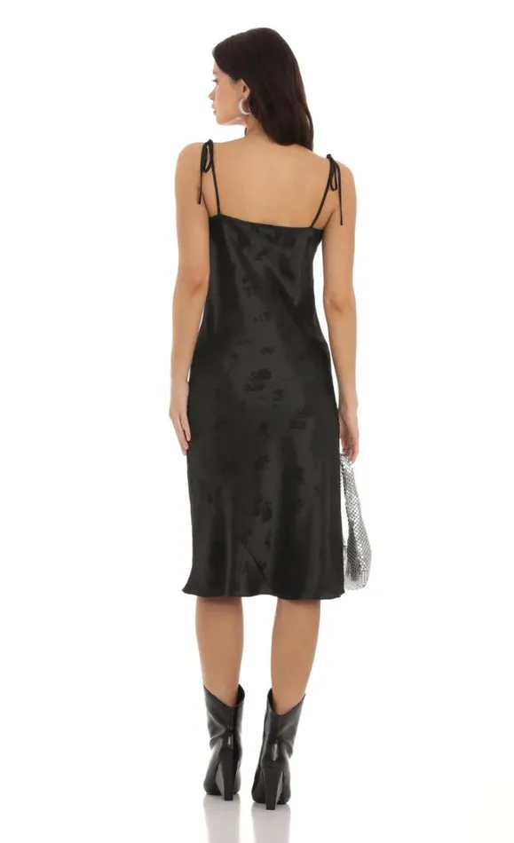 Floral Satin Midi Dress Black Women LUCY IN THE SKY Midi Dresses Floral Satin Midi Dress Black Women LUCY IN THE SKY Midi Dresses