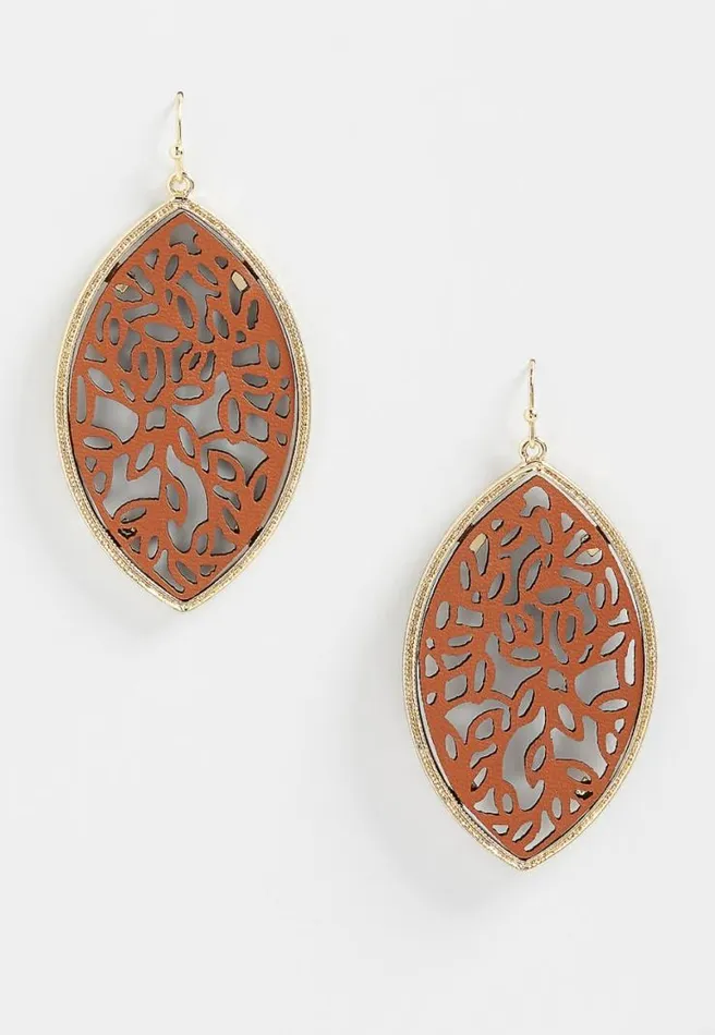 Framed Faux Leather Cutout Earrings Women Maurices Jewelry