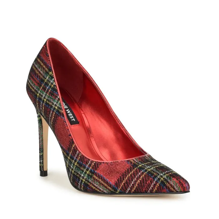 Fresh Pointy Toe Pumps Red Plaid Women Nine West Heels Fresh Pointy Toe Pumps Red Plaid Women Nine West Heels