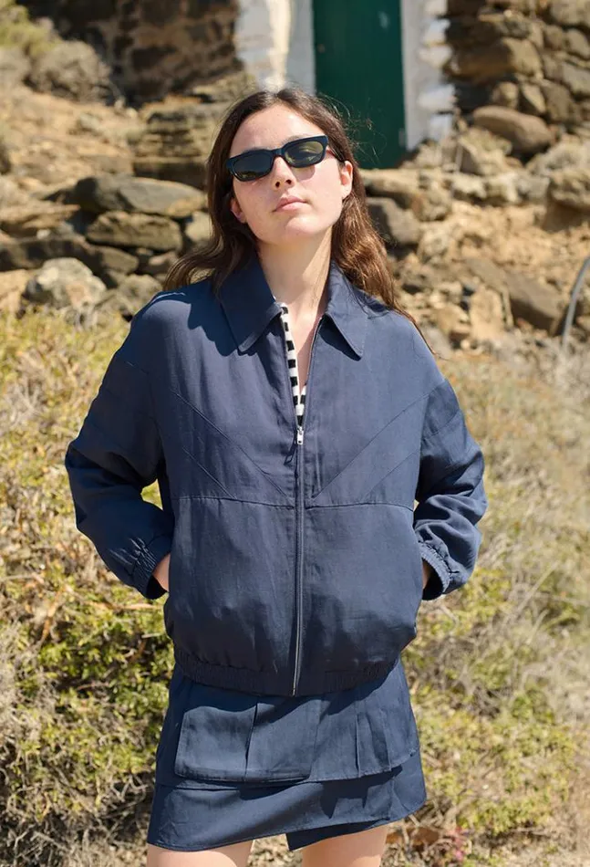 Gabriel Navy Twill Jacket Women Ciao Lucia Long Sleeve Tops