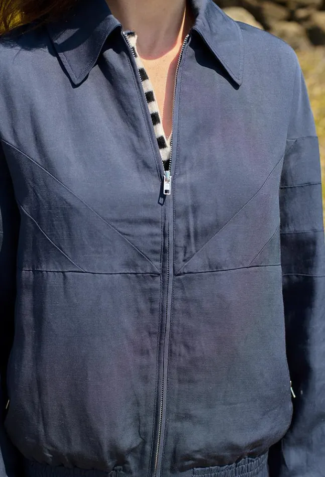 Gabriel Navy Twill Jacket Women Ciao Lucia Long Sleeve Tops