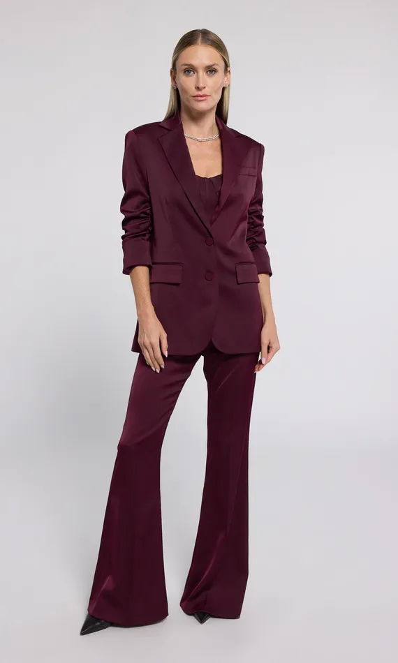 Generation Love Clothing Blazers and Jackets Drea Satin Blazer Black Cherry 8211 Women