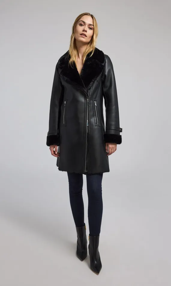Generation Love Clothing Outerwear Carla Vegan Leather And Faux Fur Combo Coat Black 8211 Women