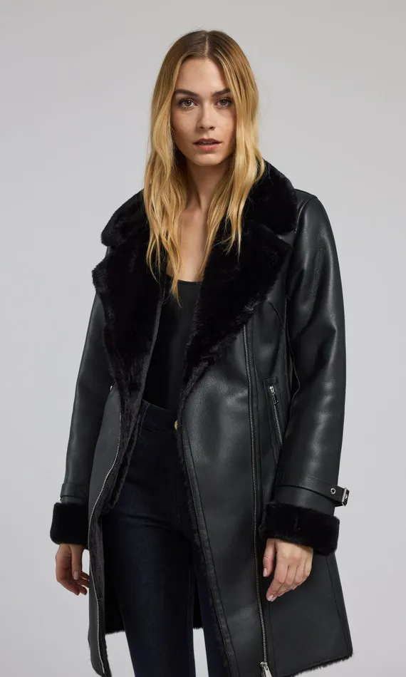 Generation Love Clothing Outerwear Carla Vegan Leather And Faux Fur Combo Coat Black 8211 Women