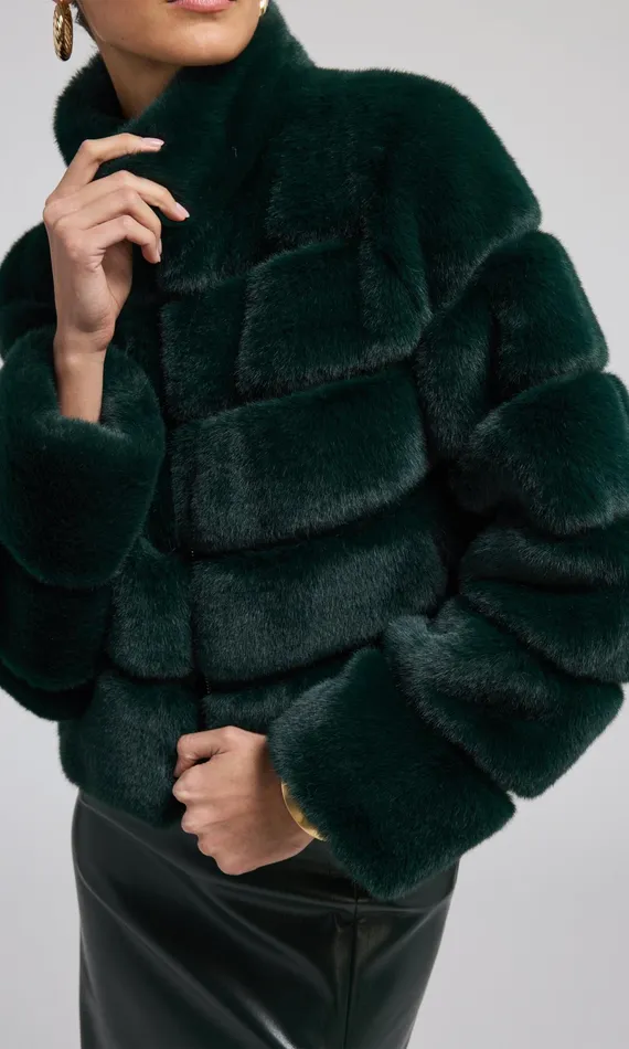 Generation Love Clothing Outerwear Tala Faux Fur Bomber Forest 8211 Women