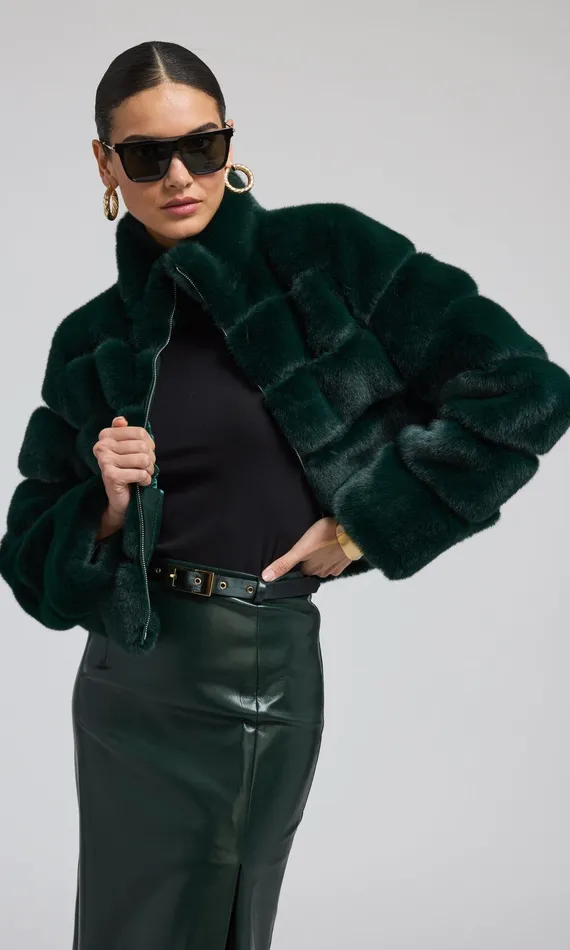 Generation Love Clothing Outerwear Tala Faux Fur Bomber Forest 8211 Women