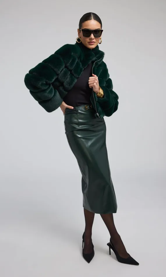 Generation Love Clothing Outerwear Tala Faux Fur Bomber Forest 8211 Women