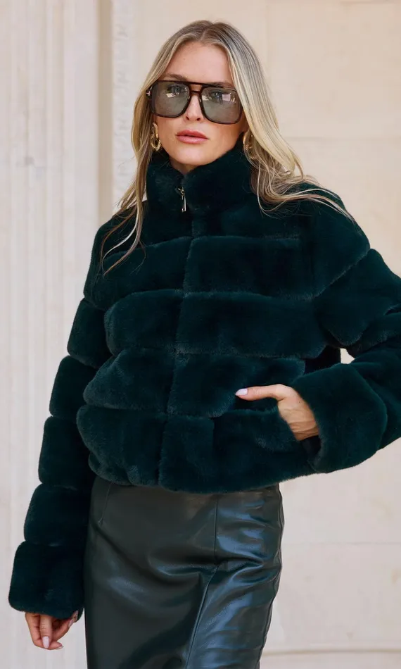 Generation Love Clothing Outerwear Tala Faux Fur Bomber Forest 8211 Women