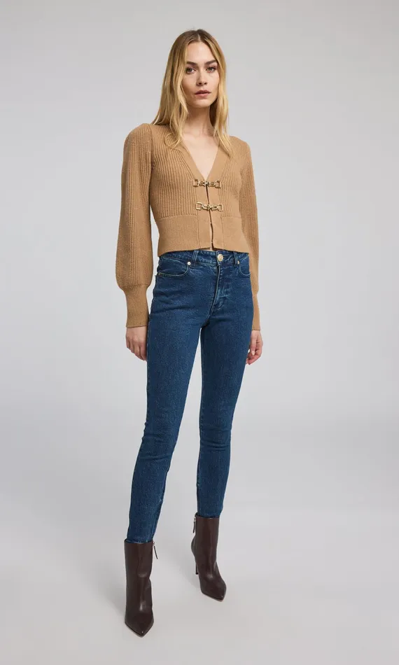 Generation Love Clothing Sweaters and Sweatshirts Monse Saddle Buckle Closure Cardigan Camel 8211 Women