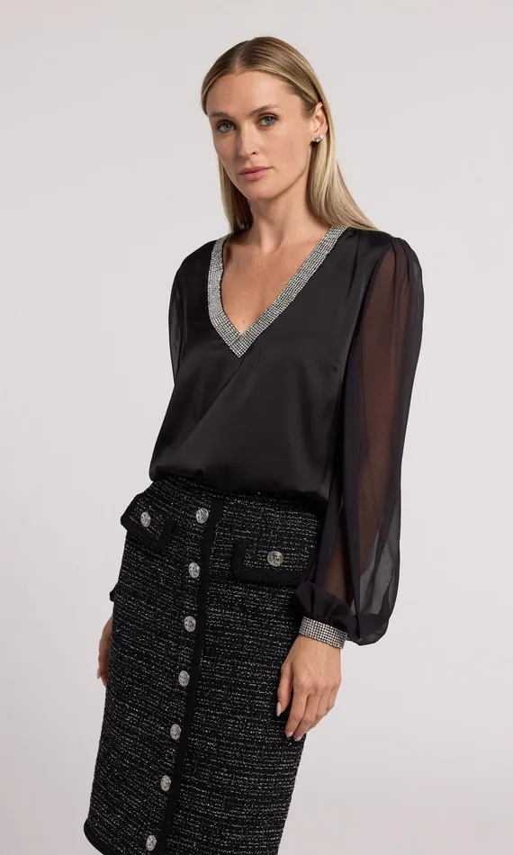 Generation Love Clothing Tops Carina Crystal Blouse Blackclear 8211 Women