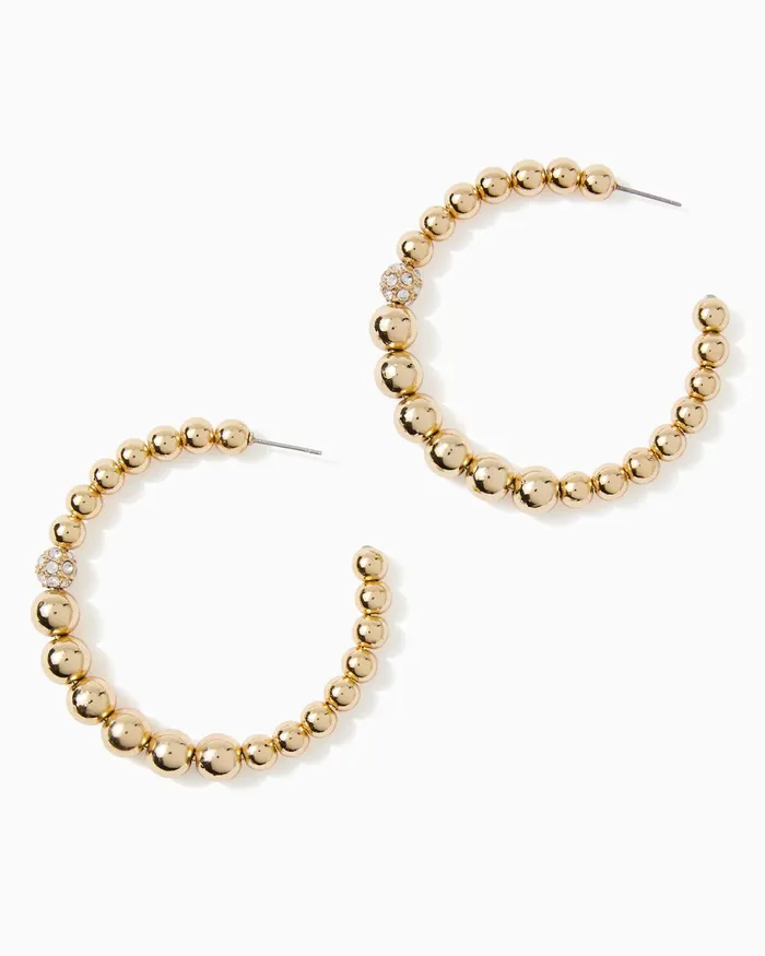 Gifts For Mom Home and GiftsWomen Lilly Pulitzer Bateau Hoop Earrings Gold Metallic