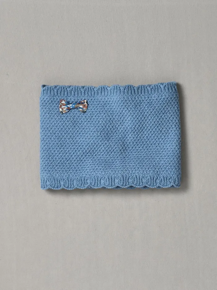 Girls Accessories Cyrillus Scalloped Snood And Bow Made With Liberty Fabric Bleu Grise