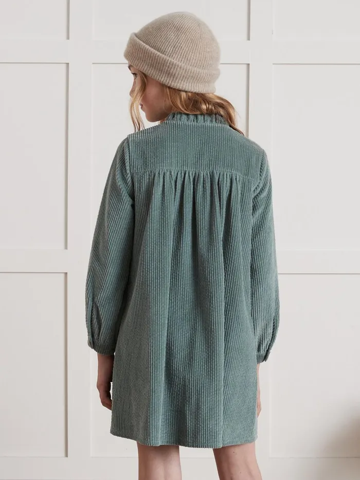 Girls Clothing Cyrillus Crinkled Velour ShirtDress Vert De Gris