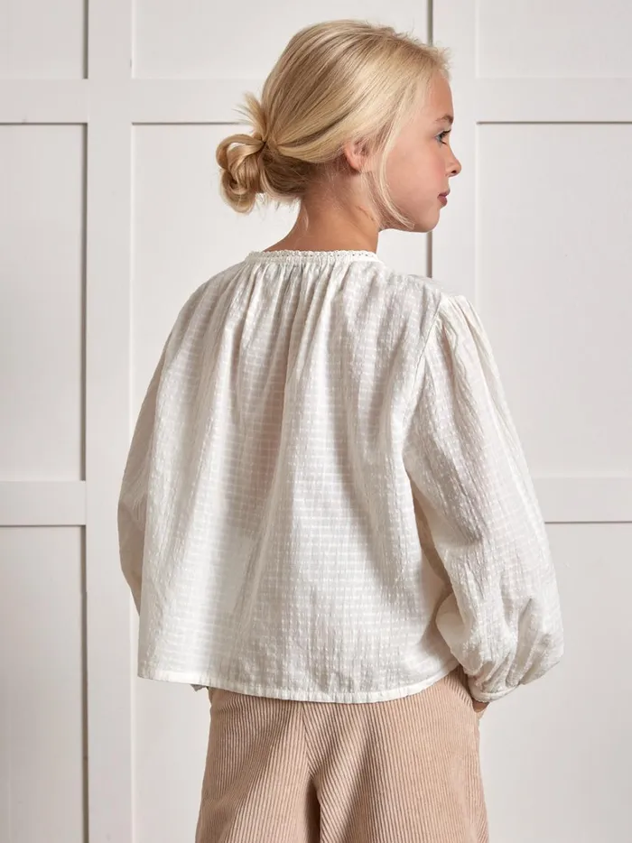 Girls Clothing Cyrillus Seersucker Shirt Ecru