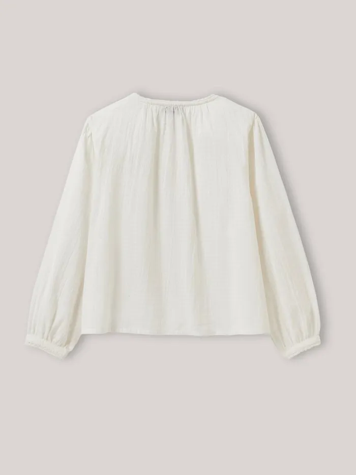 Girls Clothing Cyrillus Seersucker Shirt Ecru
