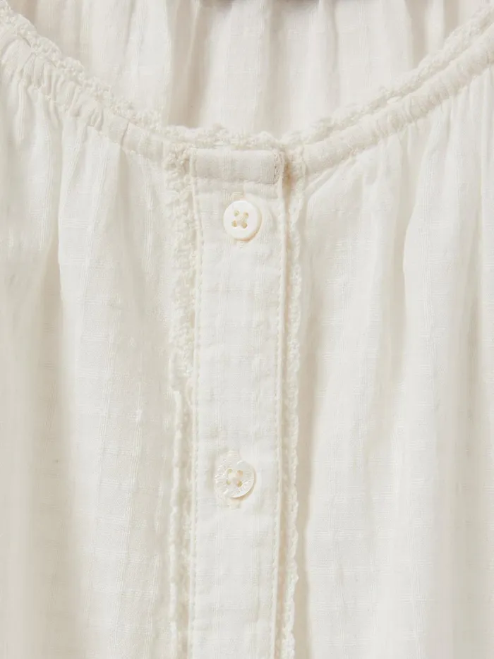 Girls Clothing Cyrillus Seersucker Shirt Ecru