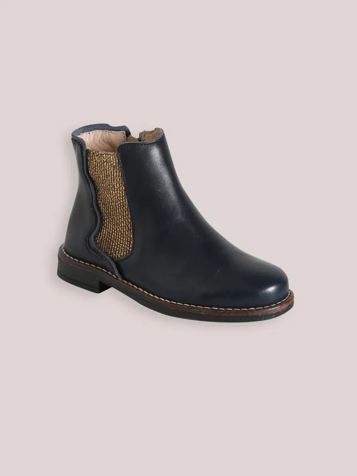 Girls Shoes Cyrillus Leather Ankle Boots Marine