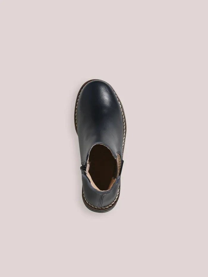 Girls Shoes Cyrillus Leather Ankle Boots Marine