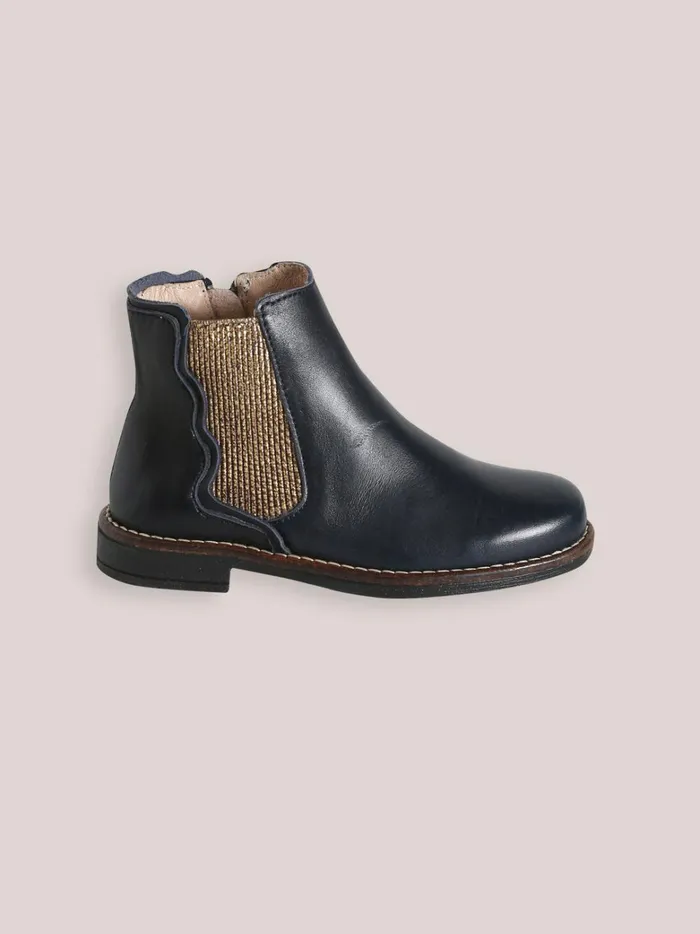 Girls Shoes Cyrillus Leather Ankle Boots Marine