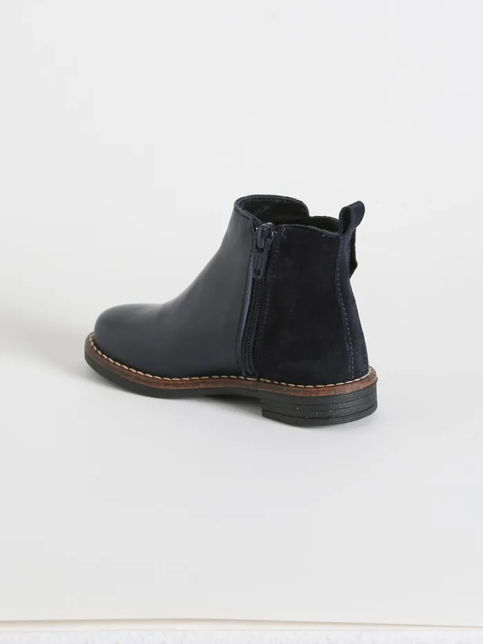 Girls Shoes Cyrillus Leather Ankle Boots With Bow Marine