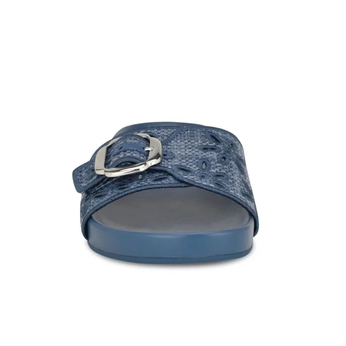 Giulia Casual Footbed Sandals Blue Raffia Women Nine West Sandals Giulia Casual Footbed Sandals Blue Raffia Women Nine West Sandals