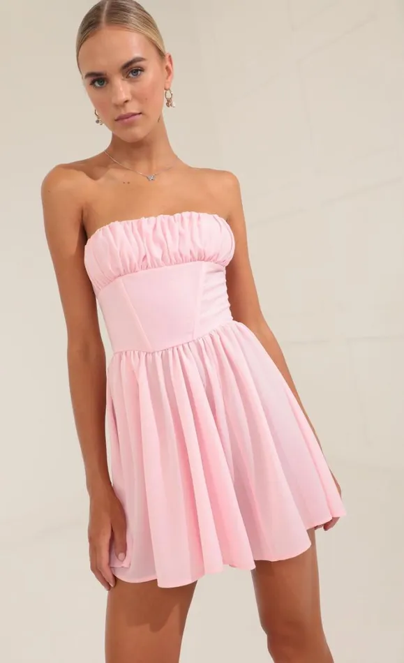 Glinda Crepe Corset Dress Pink Women LUCY IN THE SKY Mini Dresses
