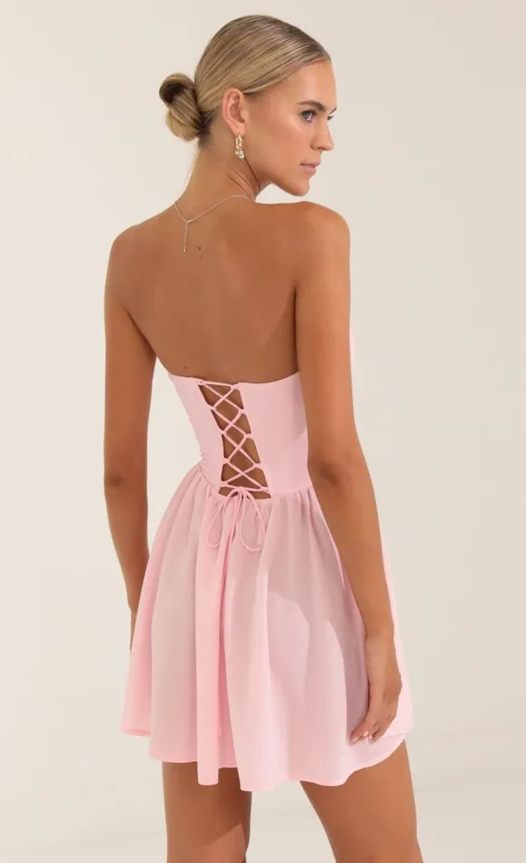 Glinda Crepe Corset Dress Pink Women LUCY IN THE SKY Mini Dresses Glinda Crepe Corset Dress Pink Women LUCY IN THE SKY Mini Dresses