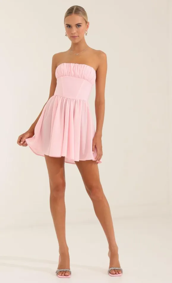 Glinda Crepe Corset Dress Pink Women LUCY IN THE SKY Mini Dresses Glinda Crepe Corset Dress Pink Women LUCY IN THE SKY Mini Dresses