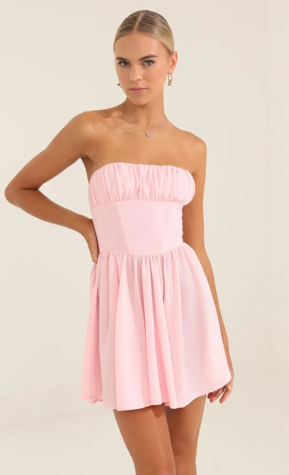 Glinda Crepe Corset Dress Pink Women LUCY IN THE SKY Mini Dresses Glinda Crepe Corset Dress Pink Women LUCY IN THE SKY Mini Dresses