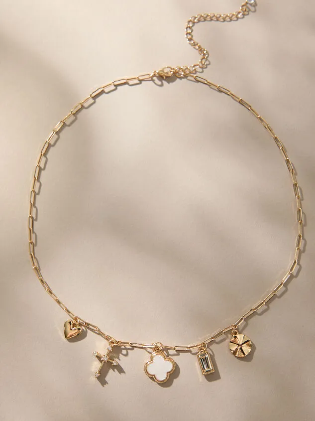 Gold Paperclip Charm Necklace Gold Women Altar039d State Necklaces
