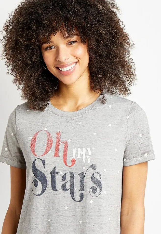 Gray Americana Oh My Stars Graphic Tee Women Maurices Tops