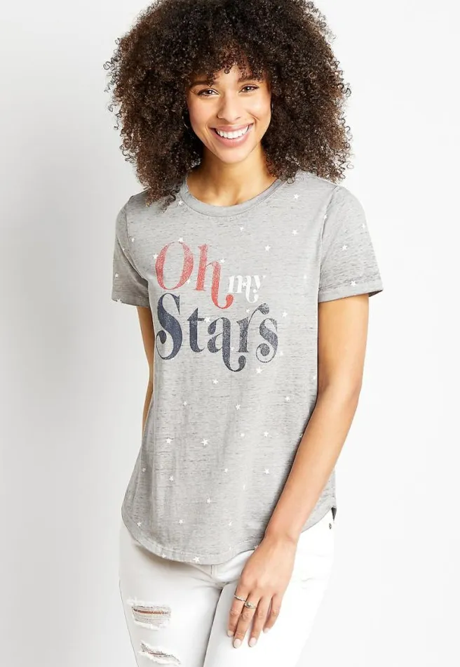 Gray Americana Oh My Stars Graphic Tee Women Maurices Tops