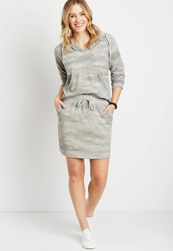 Gray Camo Pullover Hoodie Women Maurices Tops
