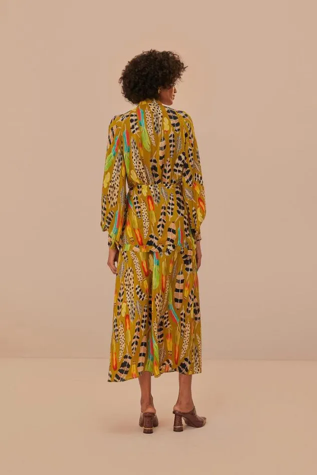 Green Amazon Feathers Midi Dress Women FARM Rio Midi Dresses